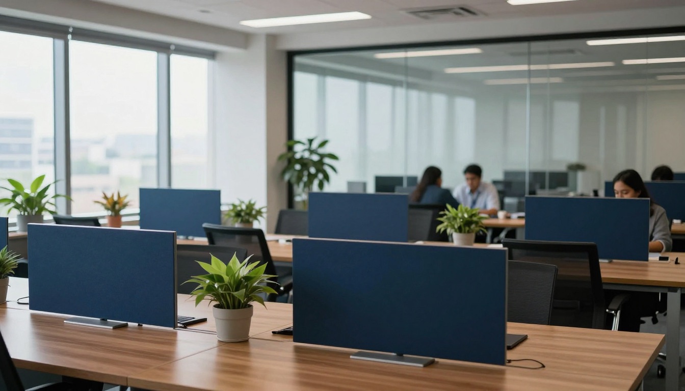 A calm open-plan consulting office in daylight